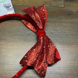Claire’s red glitter and velvet double sided head band